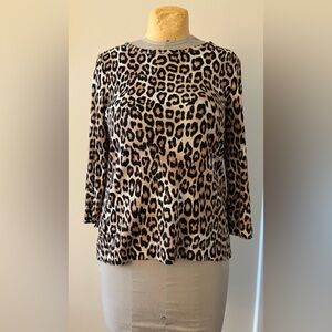 Chico's Animal Print Blouse - Black and Tan